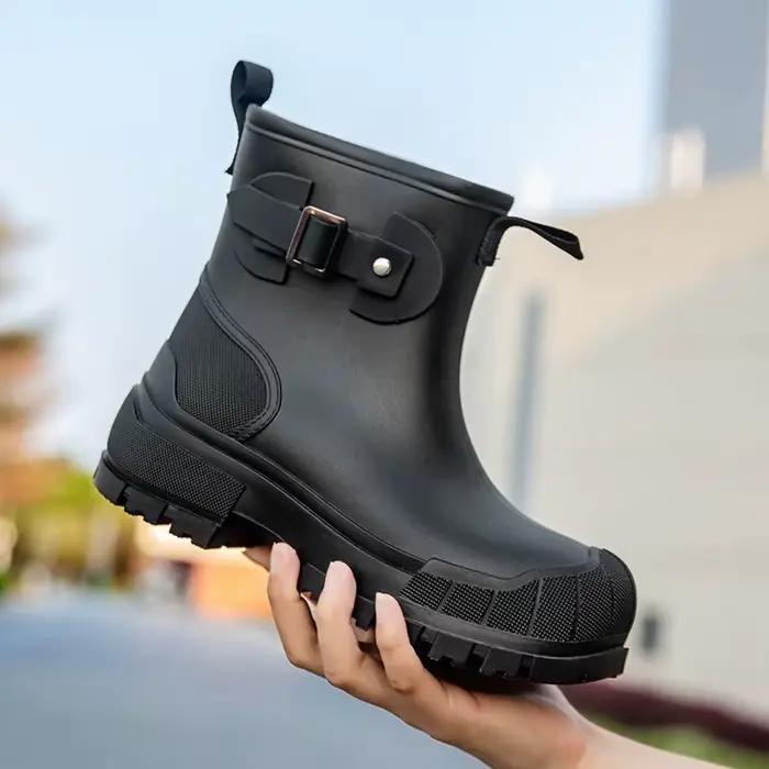 Bottes de pluie pour femmes, bottes courtes en caoutchouc tendance, chaussures de travail imperméabl