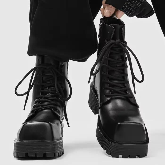 Haute qualité hommes bottes mode confort décontracté haut de gamme bottes courtes design tête carrée