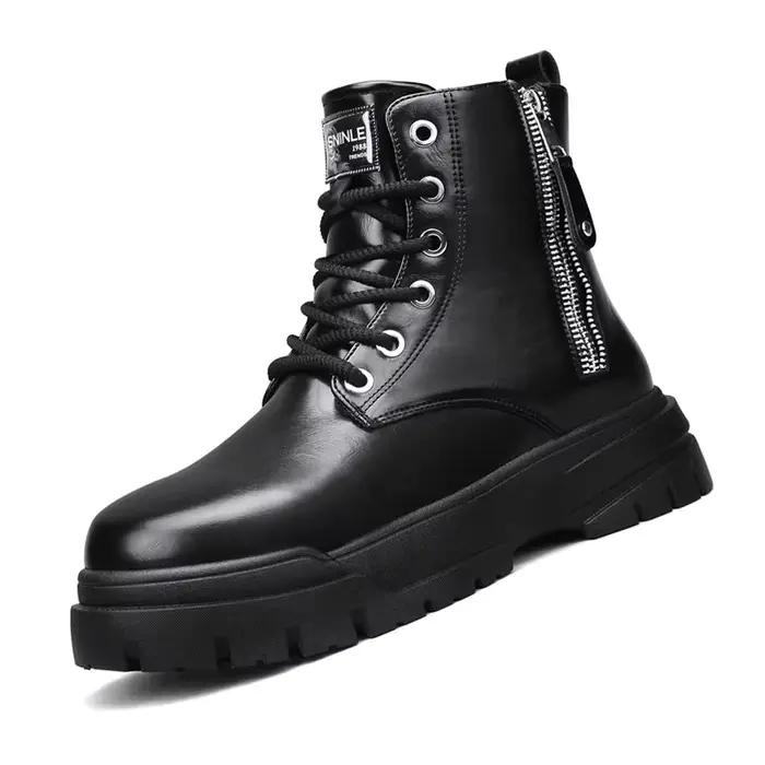Bottes de travail de moto à semelles épaisses et coupe haute pour hommes en automne et en hiver, cha