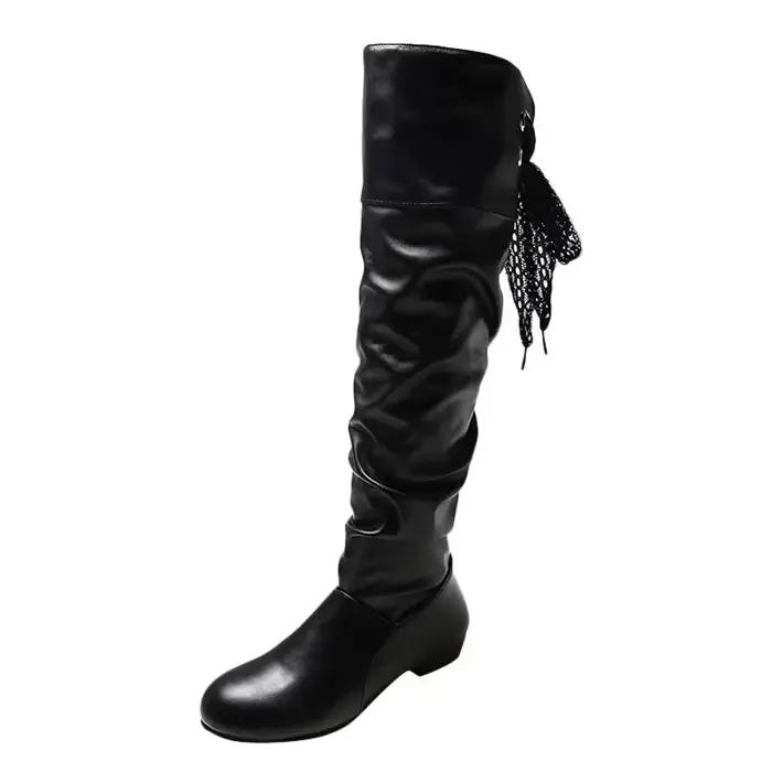 Bottes en cuir PU pour femmes, chaussures à la mode pour femmes, rouge, blanc, style Roma, longueur 