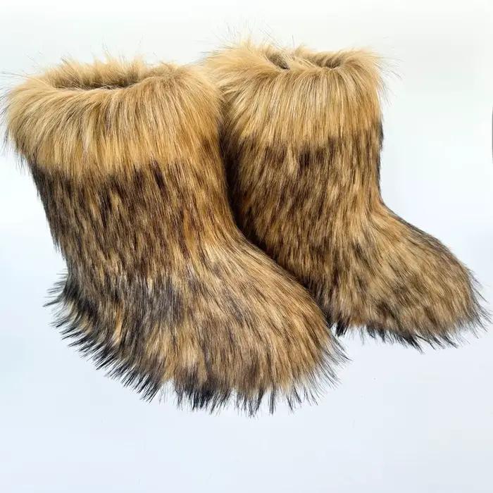 Bottes hautes au dessus du genou pour femme, chaussures chaudes en cachemire, semelles antidérapante