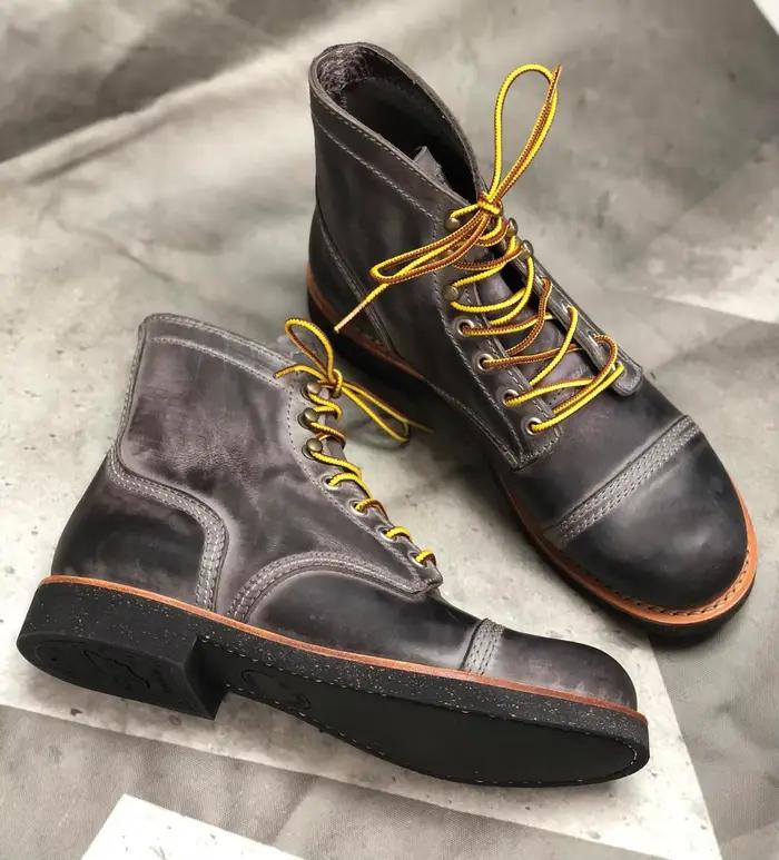 Bottes américaines cousues Goodyear faites à la main en cuir de vachette véritable, service sur mesu