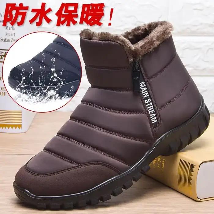 Bottes de neige d'hiver pour hommes, chaussures imperméables à Double fermeture éclair, bottes de pl