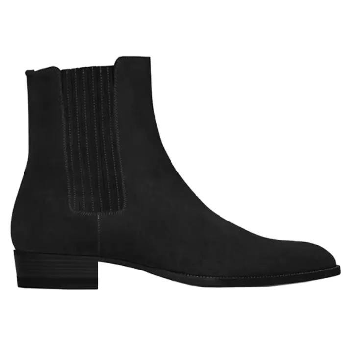 Bottines Chelsea élégantes en daim de vache pour hommes, bottines hautes pointues, formelles d'affai