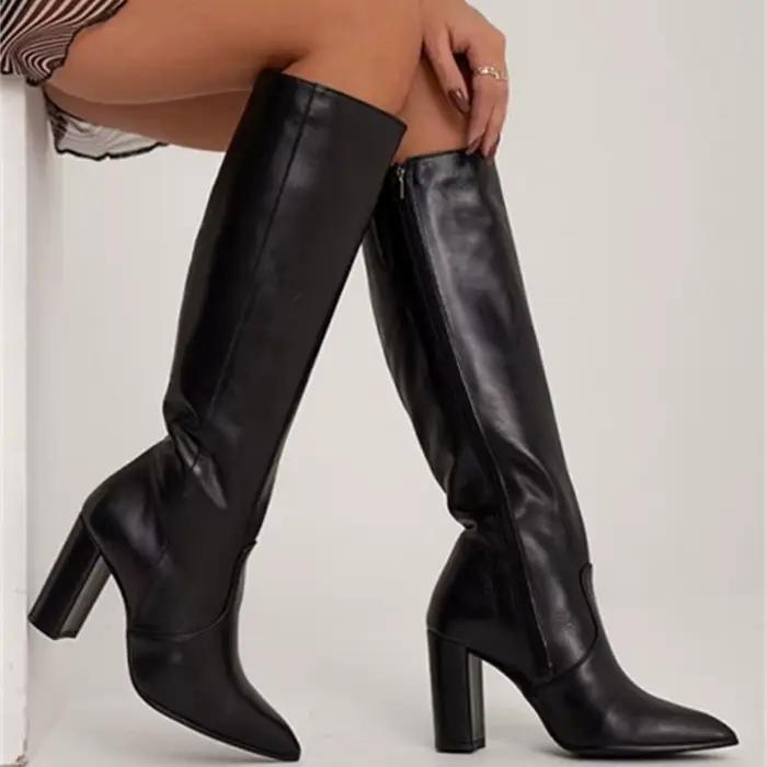FHC – bottes hautes pour femmes, chaussures d'automne/hiver, Botas longues à talon bloc, fermeture é