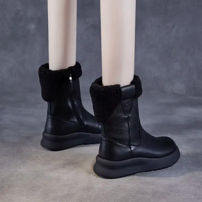 DRKANOL femmes hiver peluche bottes de neige chaudes fermeture éclair latérale semelle épaisse compe