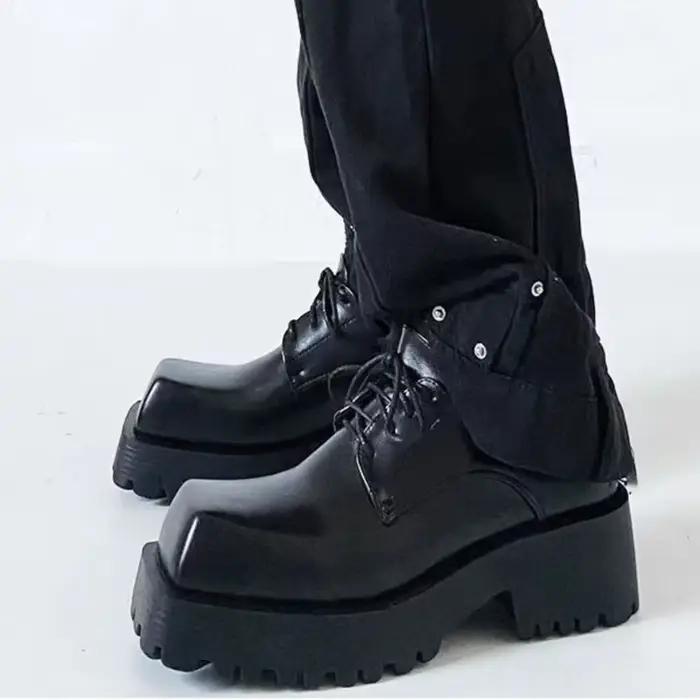 Bottes Chelsea noires à grand bout carré et semelles épaisses pour hommes et femmes, nouvelles botte