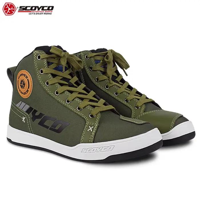 Scoyco chaussures de Moto anti-salissure respirant antichoc Touring décontracté haute cheville autom