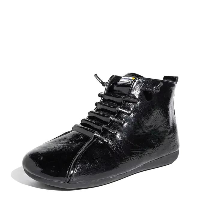 Bottes Courtes en Cuir Verni Antidérapantes pour Femme, Chaussures d'Automne et d'Hiver à Lacets, 20