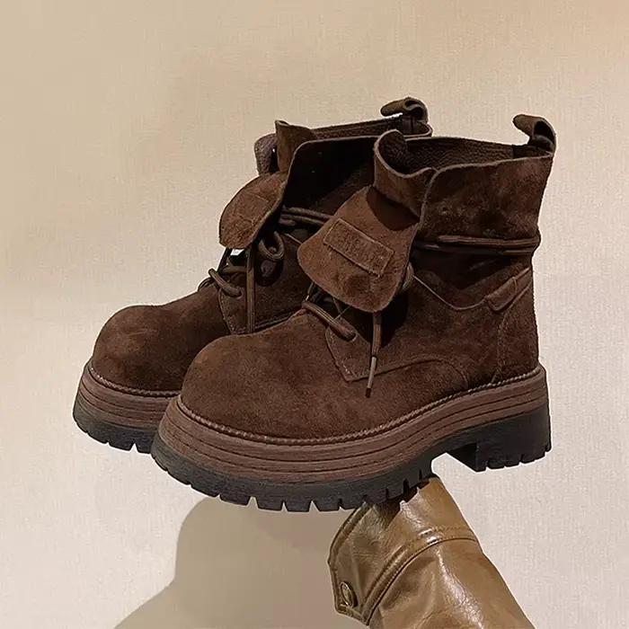 Bottines plates à plateforme 2026 pour femmes, chaussures de sport décontractées et tendance, bottes