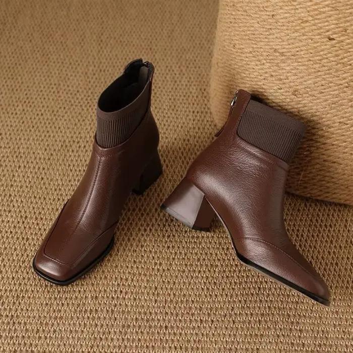 2025 nouveau automne dames botte à talons grossiers en plein air chaussure antidérapante rétro ferme