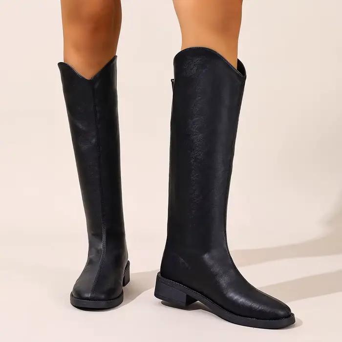 Printemps et automne bout rond Sexy/confortable bottes hautes à la mode nouveau chaud grande taille 