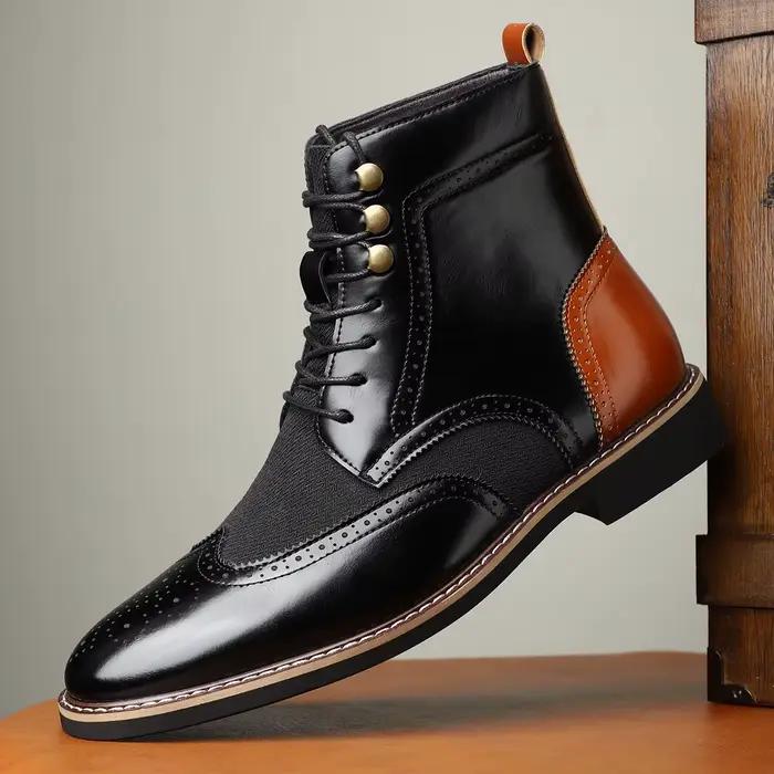 Bottes hautes pour hommes Style britannique botte pointue en cuir bottes habillées d'affaires de mod