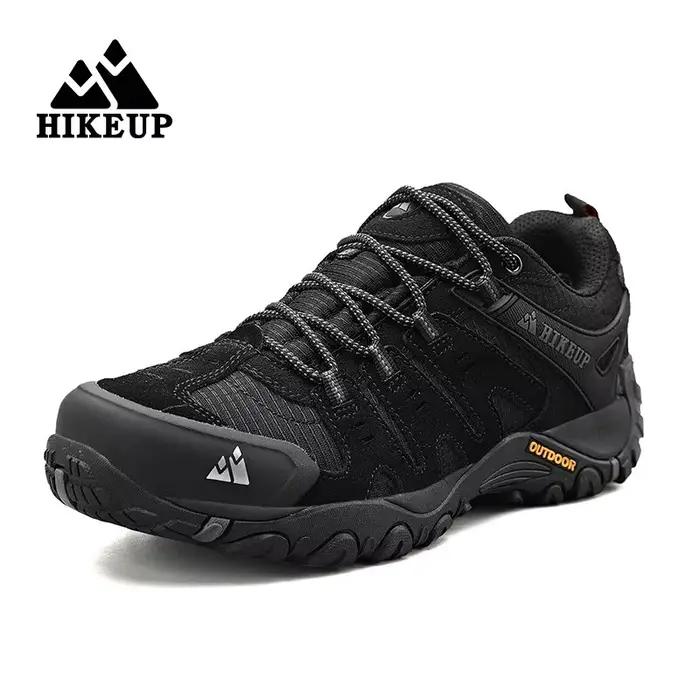 HIKEUP-Chaussures de randonnée en cuir suédé pour homme, baskets d'extérieur résistantes à l'usure, 