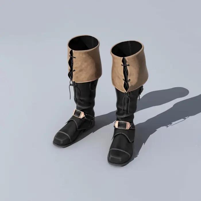 Bottes plates pour hommes, style rétro, à bout carré, avec boucle de ceinture, à lacets, à tige long