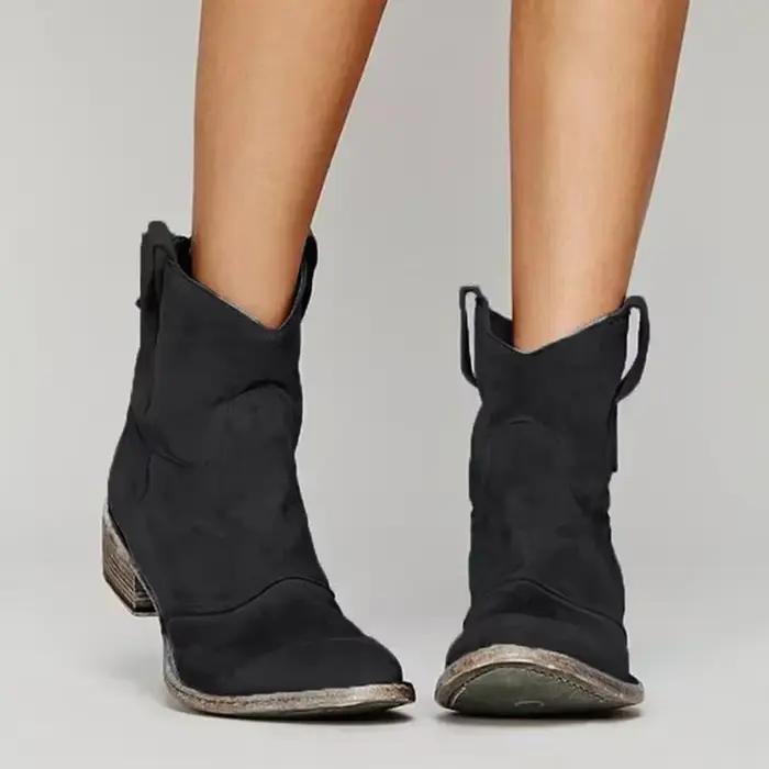 Bottes de rinçage Cowboy vintage pour femmes, Parker pointu, talons bas, bottes occidentales pour fe