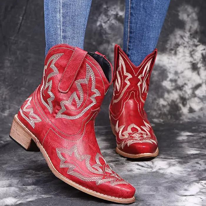 Bottes pour femmes, nouvelle collection hiver 2026, bottes à lacets brodées de luxe pour femmes, cha
