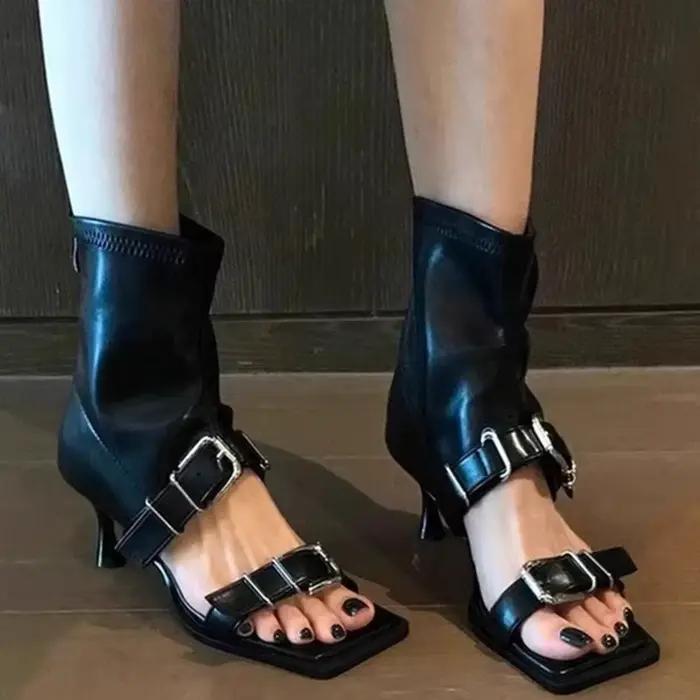 2025New Style populaire été bottes modernes rétro Style romain à la mode bout ouvert luxe Cool botte