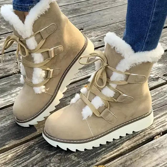 Chaussures d'hiver pour femmes, bottes de neige imperméables et antidérapantes en peluche, isolation