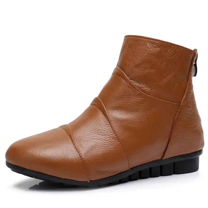 Bottines pour femmes automne et hiver talon plat peau de vache bottes courtes décontracté bottes sim