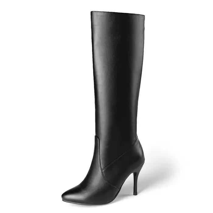 Respzed-Bottes pointues au genou avec fermeture à glissière latérale, talon aiguille en verre à vin,