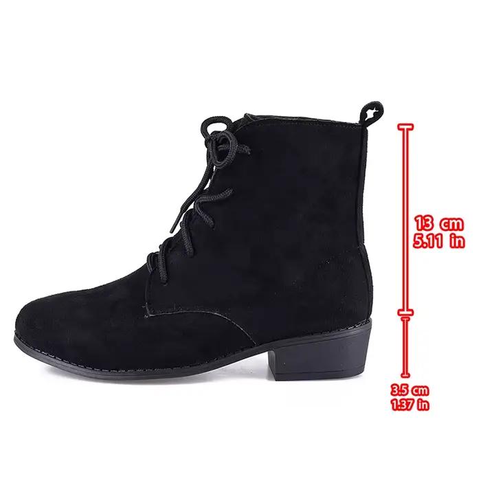 Femmes mode noir à lacets bottines printemps automne confortable bas bloc talon bottes courtes femme