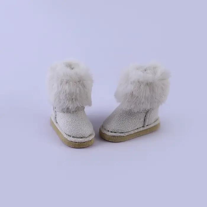 Chaussures de poupée Blyth 1/6, bottes chaudes polyvalentes bicolores rose et beige de haute qualité