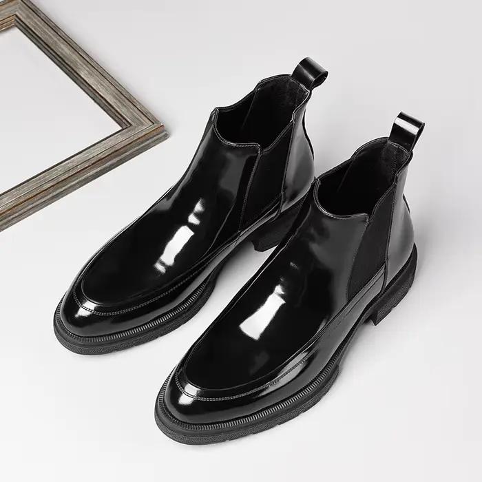 Nouvelles bottes Chelsea en cuir pour hommes automne/hiver avec doublure en peau de mouton; chaussur