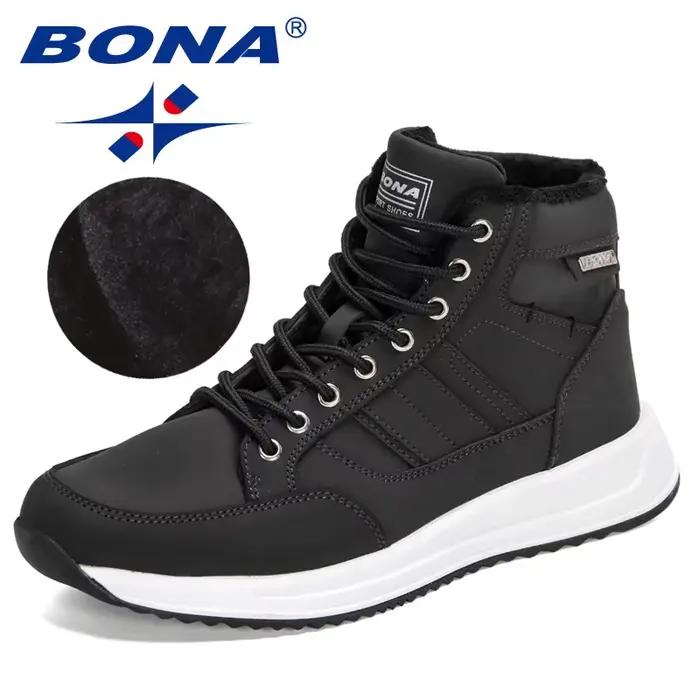 BONA – bottes de neige en peluche pour homme, bottines de protection, semelle résistante à l'usure, 