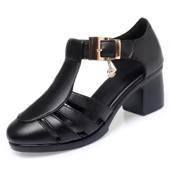 GKTINOO – sandales de gladiateur en cuir véritable pour femmes, chaussures d'été à talons hauts anti