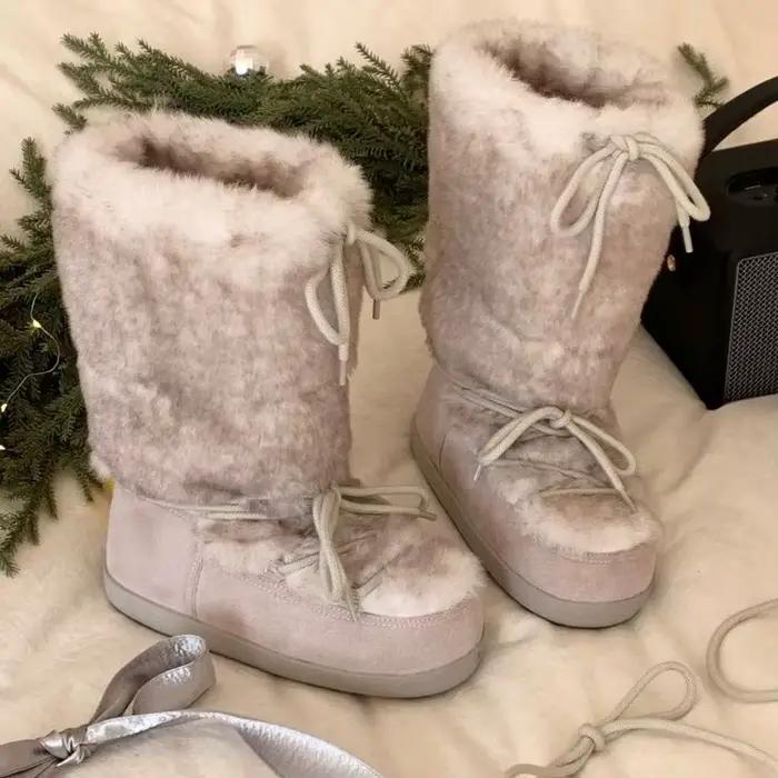 Bingyan Yuese – bottes de neige à plateforme pour femmes, nouveau Style d'hiver 2026, à lacets en pe