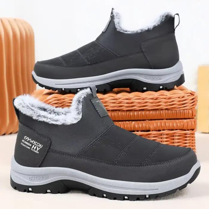 ELUVA hommes bottines chaudes hiver pantoufles antidérapantes léger sans lacet chaud coton chaussure
