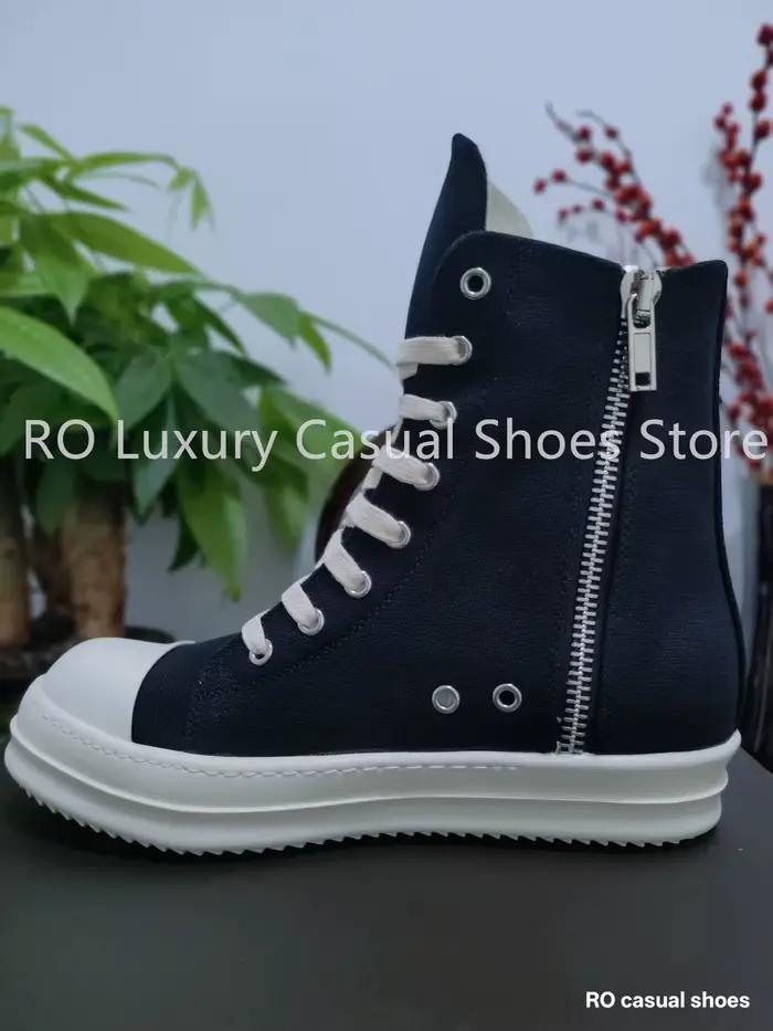 Bottes en toile noires au design classique Ro, chaussures montantes décontractées pour hommes, baske
