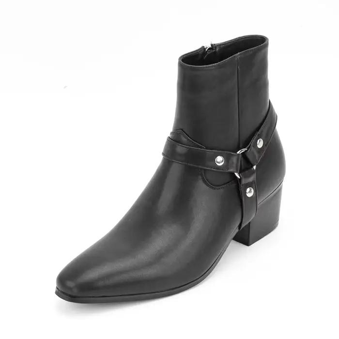 Bottes Chelsea à talons hauts pour hommes, double élastique
