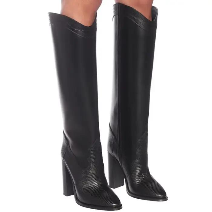 Bottes hautes rondes au genou pour femmes, chaussures à talons ultra hauts, style Parker, mode, gran