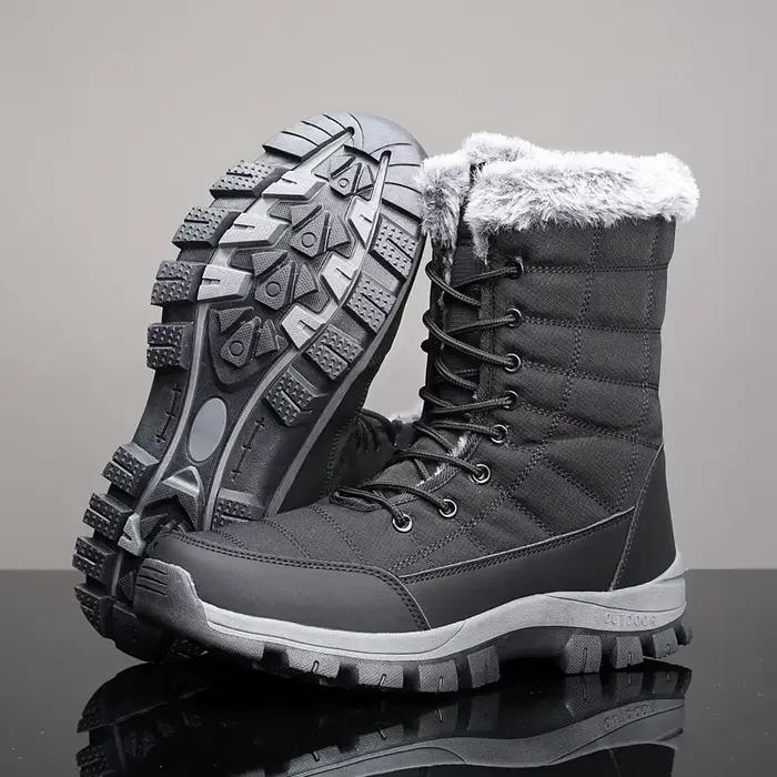Bottes de neige d'hiver pour hommes, bottes chaudes en peluche antidérapantes pour randonnée en plei