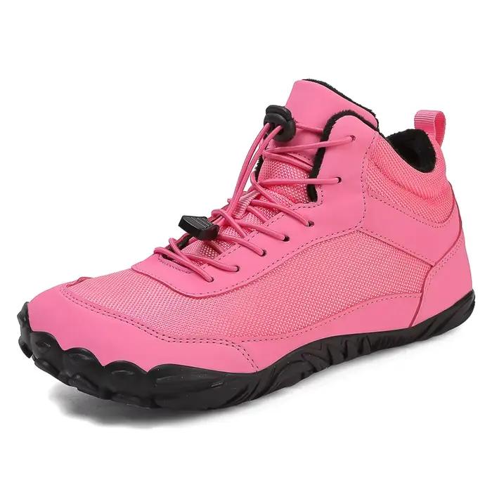 Randonnée d'hiver bottes pieds nus femmes, minimaliste chaud zéro chute botte de neige sans lacet pi