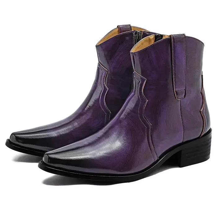 Bottes hautes pour hommes, couleur unie, confortables, respirantes, à la mode, légères, à talons hau