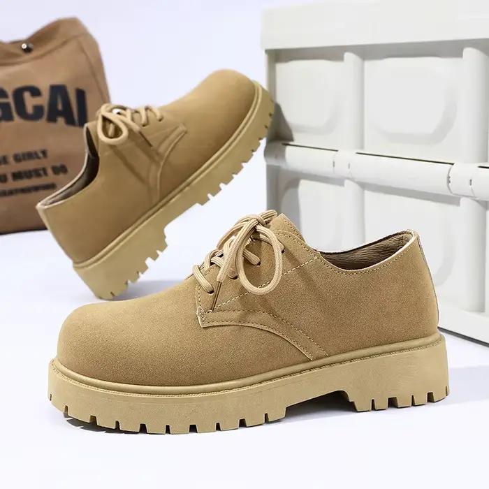 Nouvelles Bottes de Travail Chunky Derby pour Hommes 2025 – Chaussures Rétro en Daim à Lacets, Semel