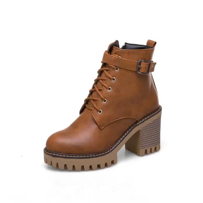 Boots à talons hauts pour femmes 2026, nouvelle collection hiver, à lacets, avec boucle, plateforme,