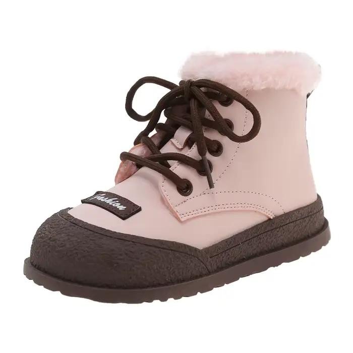 Bottes de neige décontractées en peluche pour filles, bottes polyvalentes pour enfants, bottes de ri