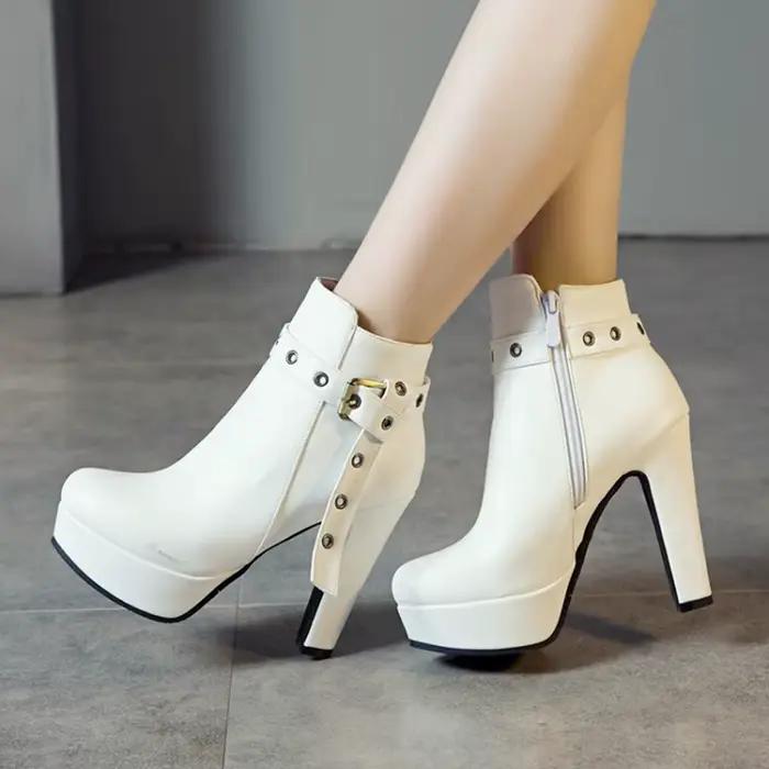 ORCHALISA 2024 bottes automne cheville chaussures femmes talon haut femme en cuir PU 34-50 F1480