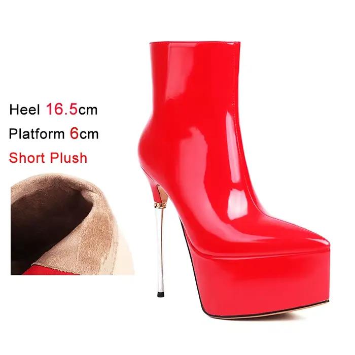 Bottines femmes miroir visage talons aiguilles chaussures à semelles épaisses dame plate-forme botte