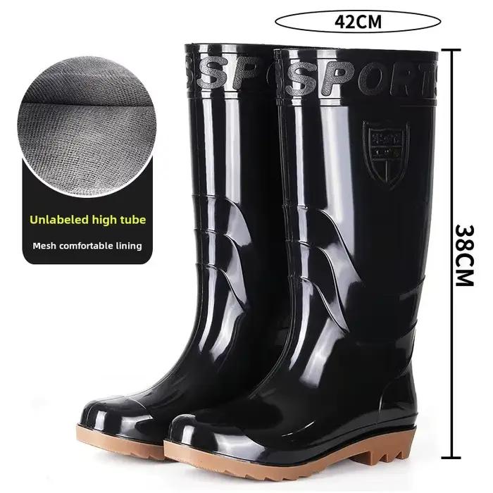 Bottes de pluie mi-mollet pour hommes, noires et marron, imperméables, résistantes à l'usure, pour c
