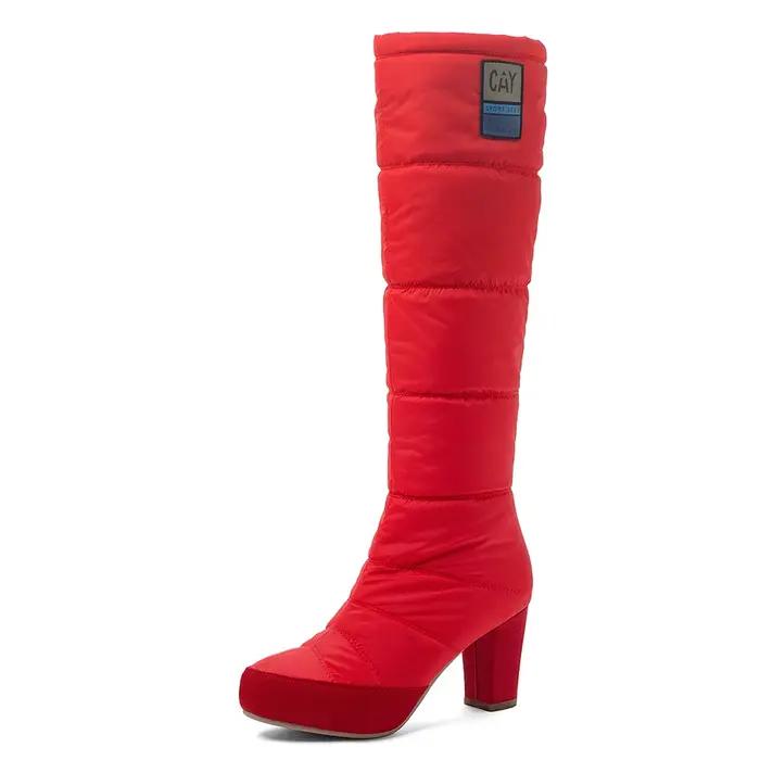 Bottes de neige imperméables à talons en duvet pour dames, chaussures à plateforme, bleu, rouge, déc