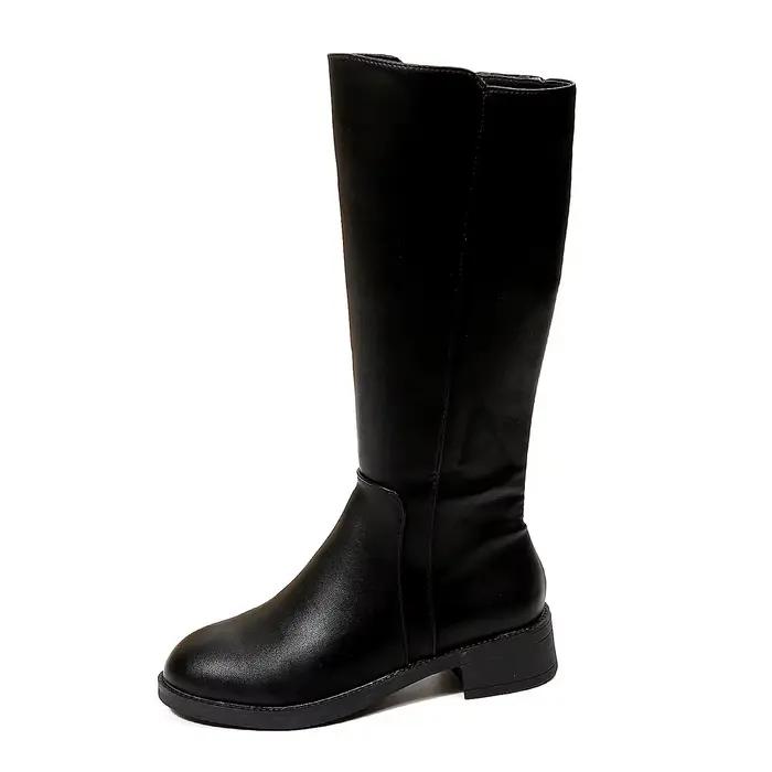 Bottes mi-mollet pour femmes, nouveau Style d'automne, fond épais, talon épais, couleur Pure, vêteme