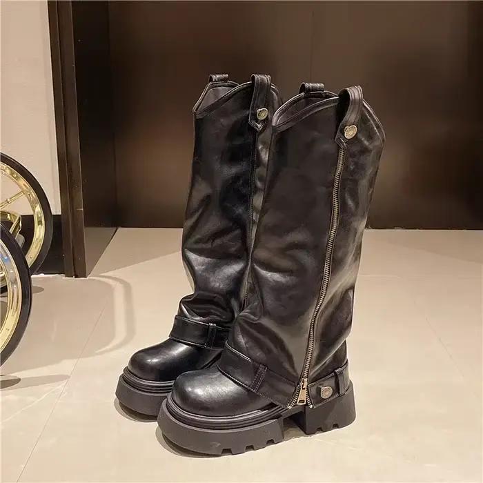 Bottes occidentales hautes rétro pour femmes, nouveau Style, mode automne et hiver, bottes de cheval