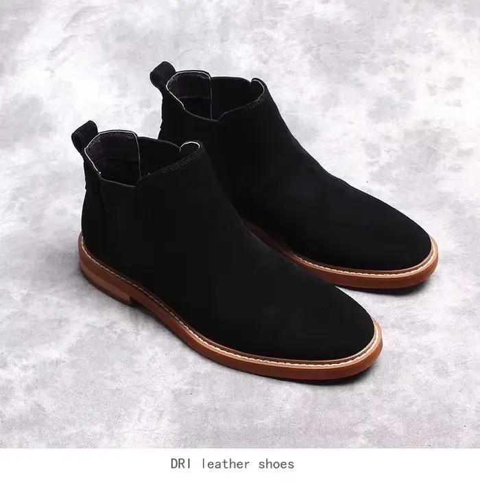 Bottes courtes en daim européen et américain pour hommes, cuir de velours rétro britannique, bottes 