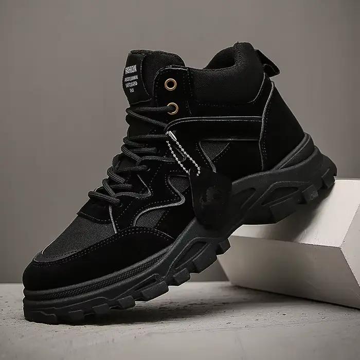 2025 nouveaux hommes en plein air bottines de luxe plate-forme hommes Cowboy bottes à lacets anti-dé