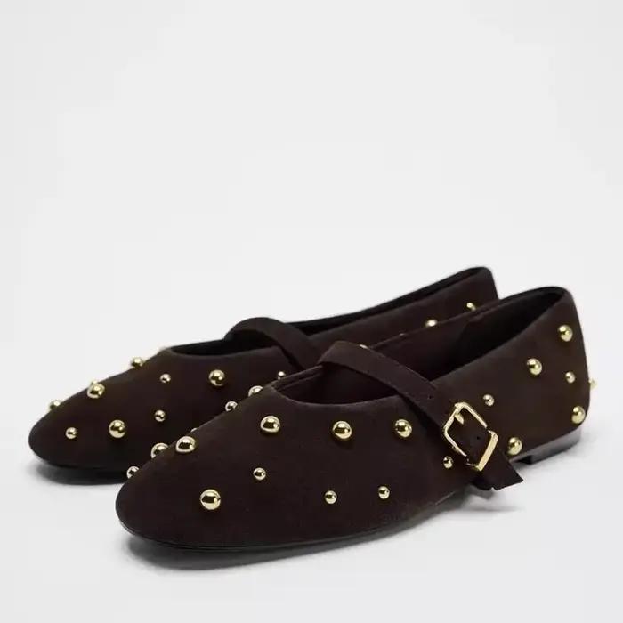 Mary-Chaussures à essence en daim pour femmes, Rivet classique, Rétro, Marron, Décontracté, Doux, As